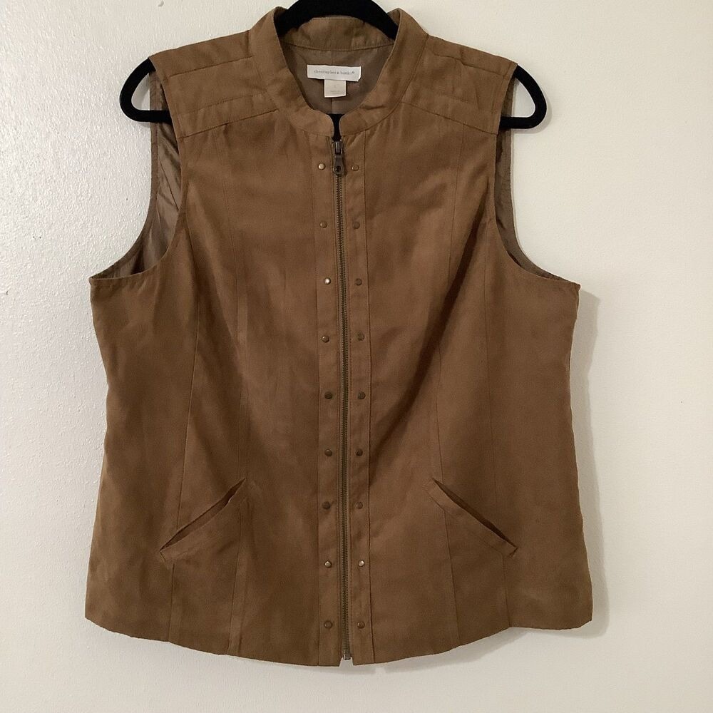 Vegan Suede Tan Vest Large Country Western Cowboy Prairie Rodeo Autumn Fall